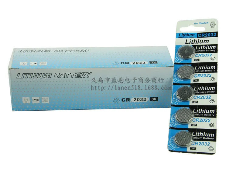 CR2032 lithium button battery pack with 5 capsules on card for weight scales and electronics