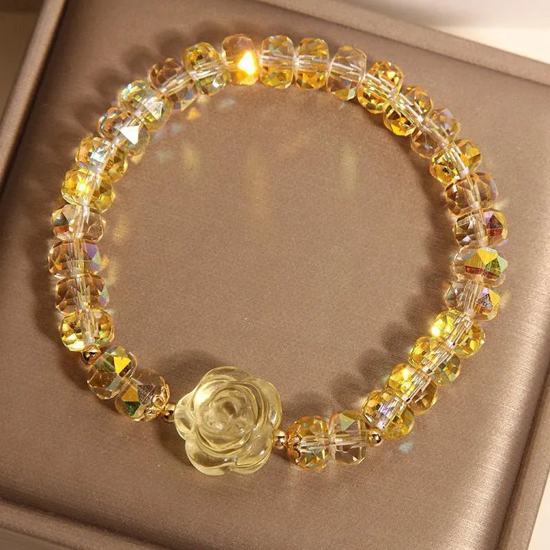 New Chinese Style Citrine Abacus Beads Bracelet Women's Light Luxury Metal Snowflake Design Japanese Korean Style Rose Colour Bracelet for Women