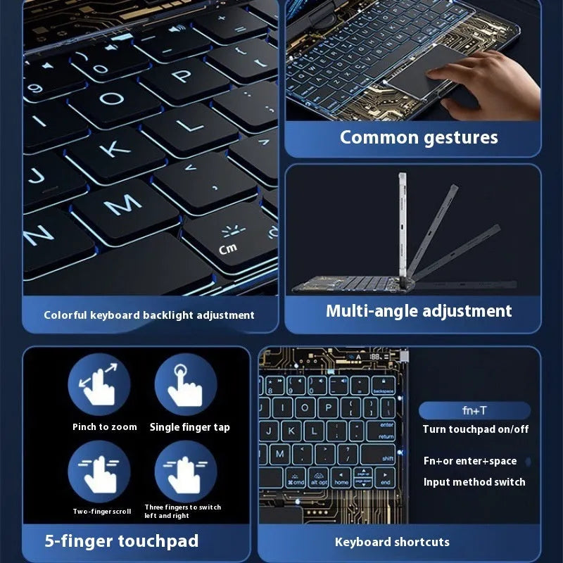 Transparent rotating keyboard case for iPad Air 5 tablet in crystal white colour with protective sleeve