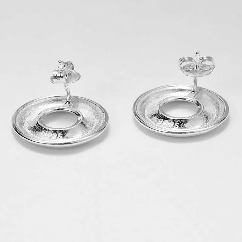 925 sterling silver O-ring earrings for men and women, 15mm diameter, shiny finish