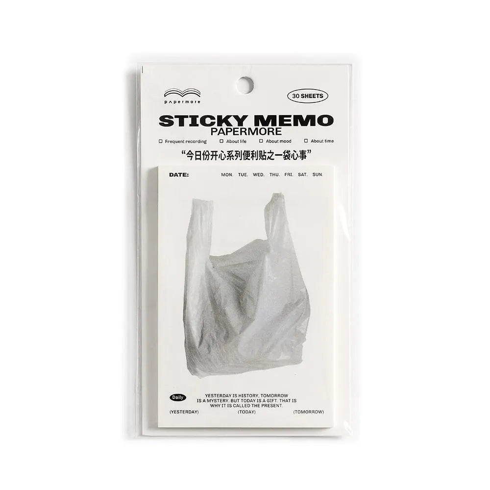 Today's Happy Series Message Sticky Notes pad with themed cover showing 30 writing paper sheets