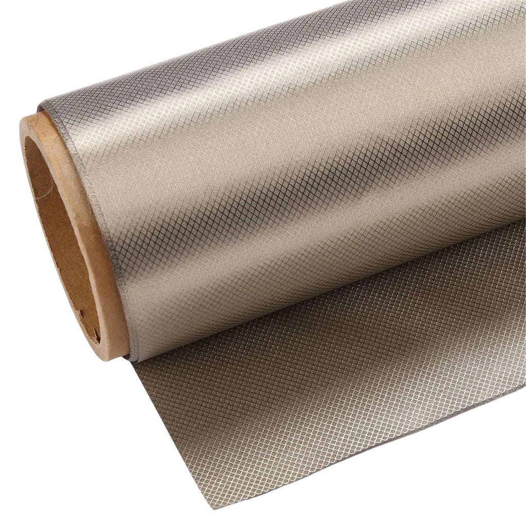 Gray diamond lattice radiation-proof fabric with copper and nickel fibres for RFID signal shielding lining, 1.1m wide
