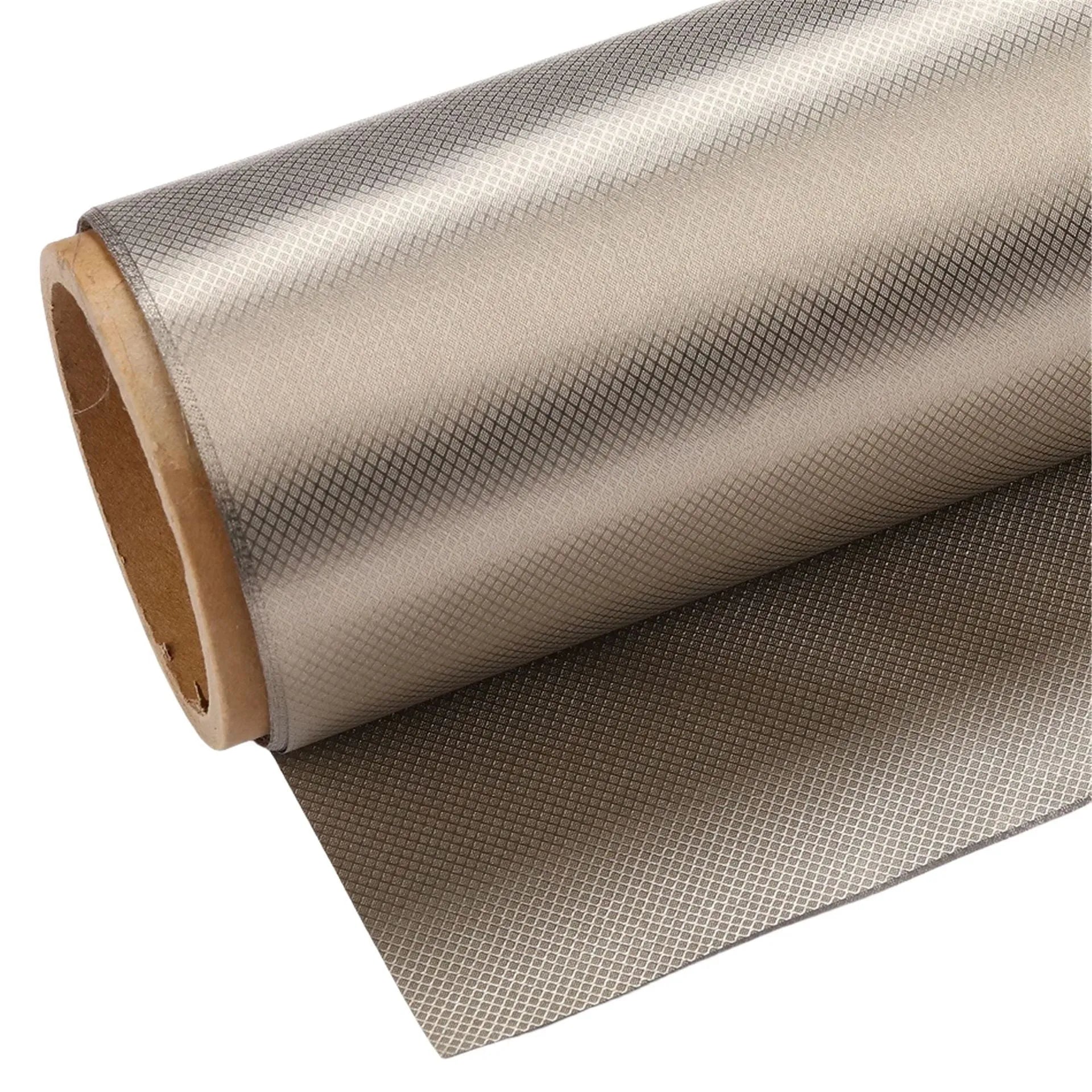 Gray diamond lattice radiation-proof fabric with copper and nickel fibres for RFID signal shielding lining, 1.1m wide