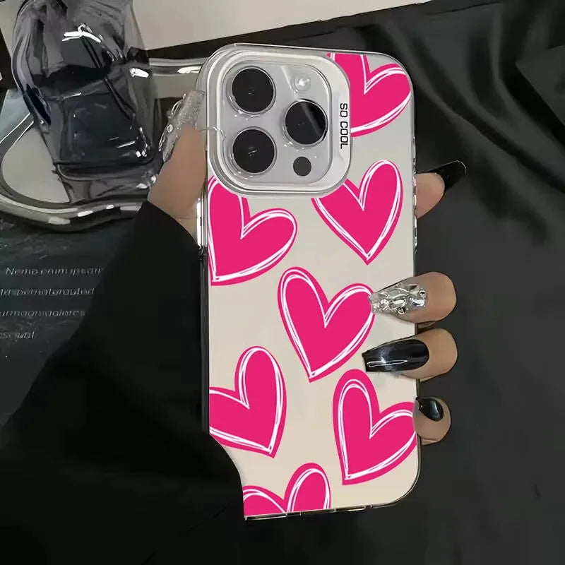 Heart mobile phone shell PC laser case for Apple iPhone in gray with heart and text design