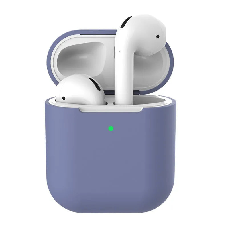 Silicone clamshell case for AirPods 2 in solid colour design, front view