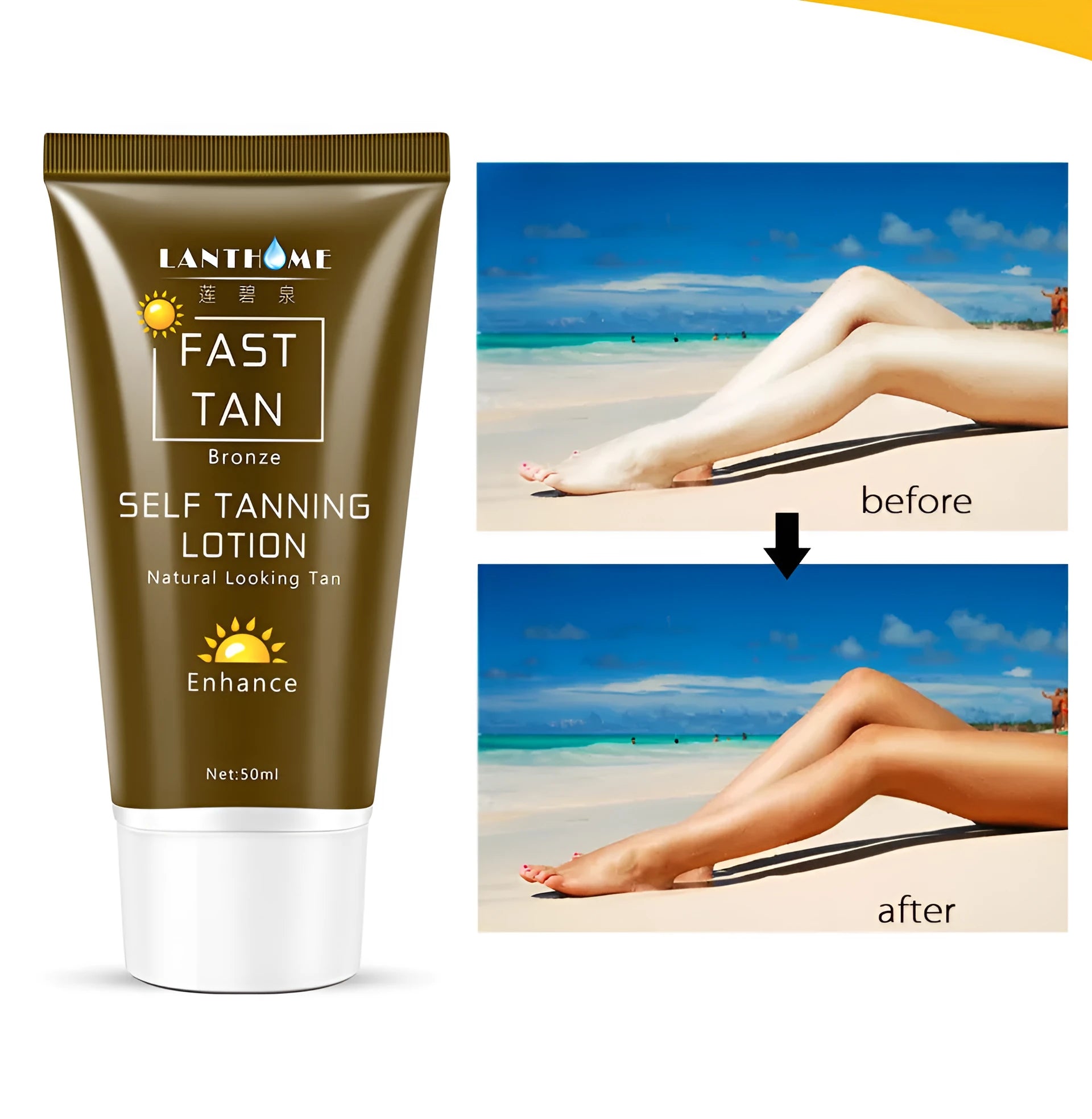 50ml tube of brown tanning cream body lotion for natural bronze skin