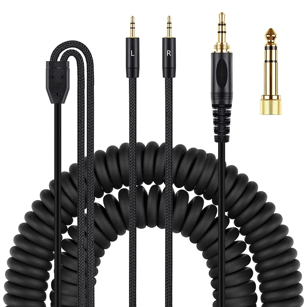Black replacement headphone cable 1.8m with dual 25mm plugs for HE400i He560