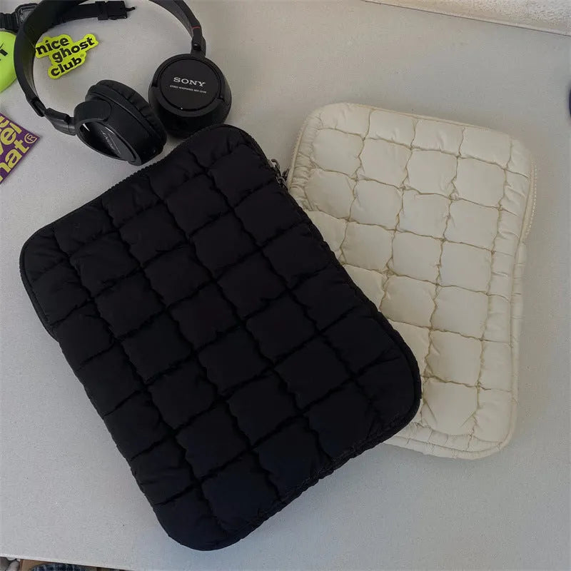 Cloud cotton nylon laptop bag in black or white colour with large capacity compartment
