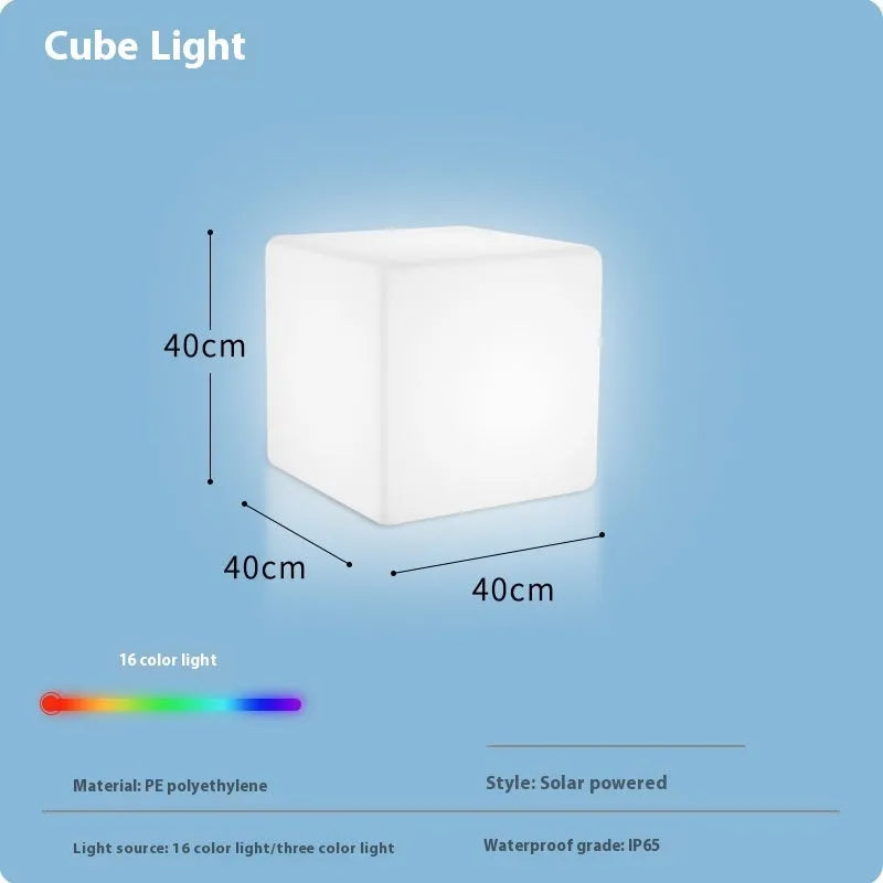 Waterproof LED cube stool light in modern square design for outdoor seating and lighting