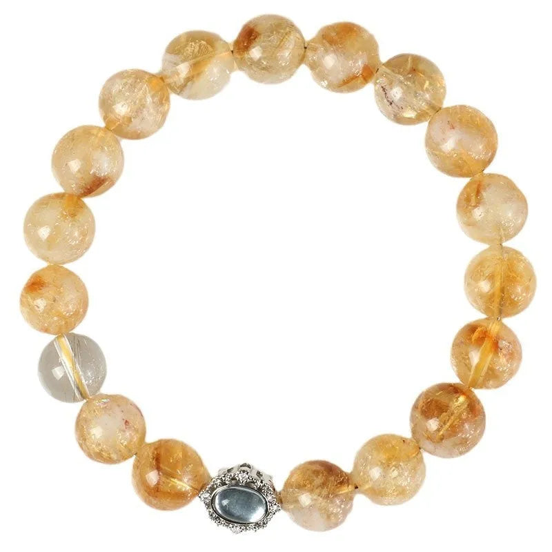 Geometric citrine crystal bracelet with 10mm beads and jewellery box