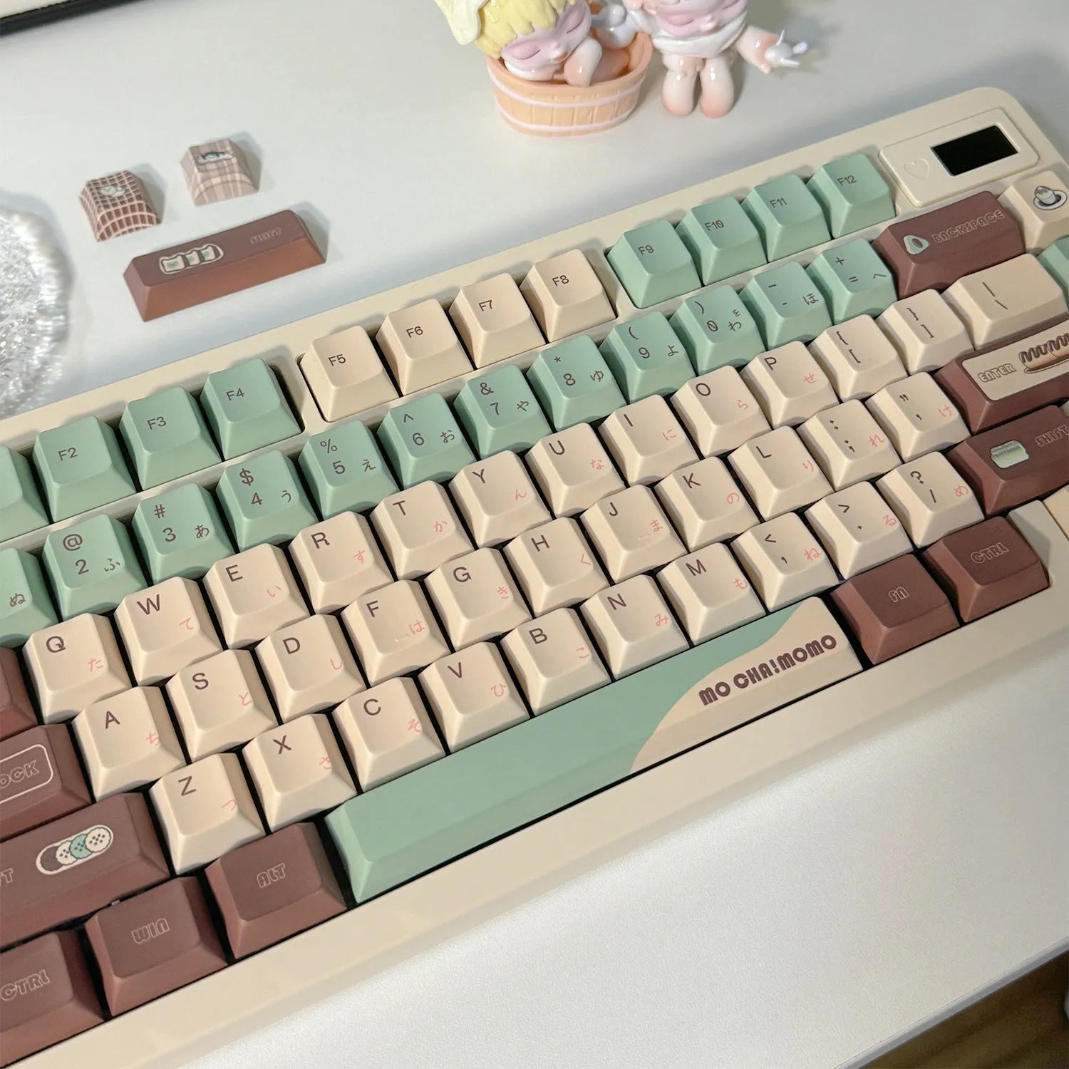CAP adaptive cross satellite shaft mechanical keyboard keycaps in matcha green theme colour