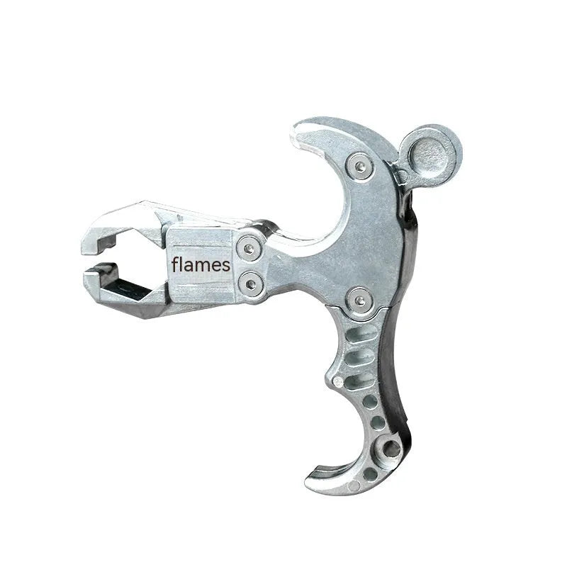 Alloy two-axis harpoon release clip for bow fishing equipment