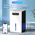 Milky white compact household dehumidifier with water tank for rooms up to 20 square metres