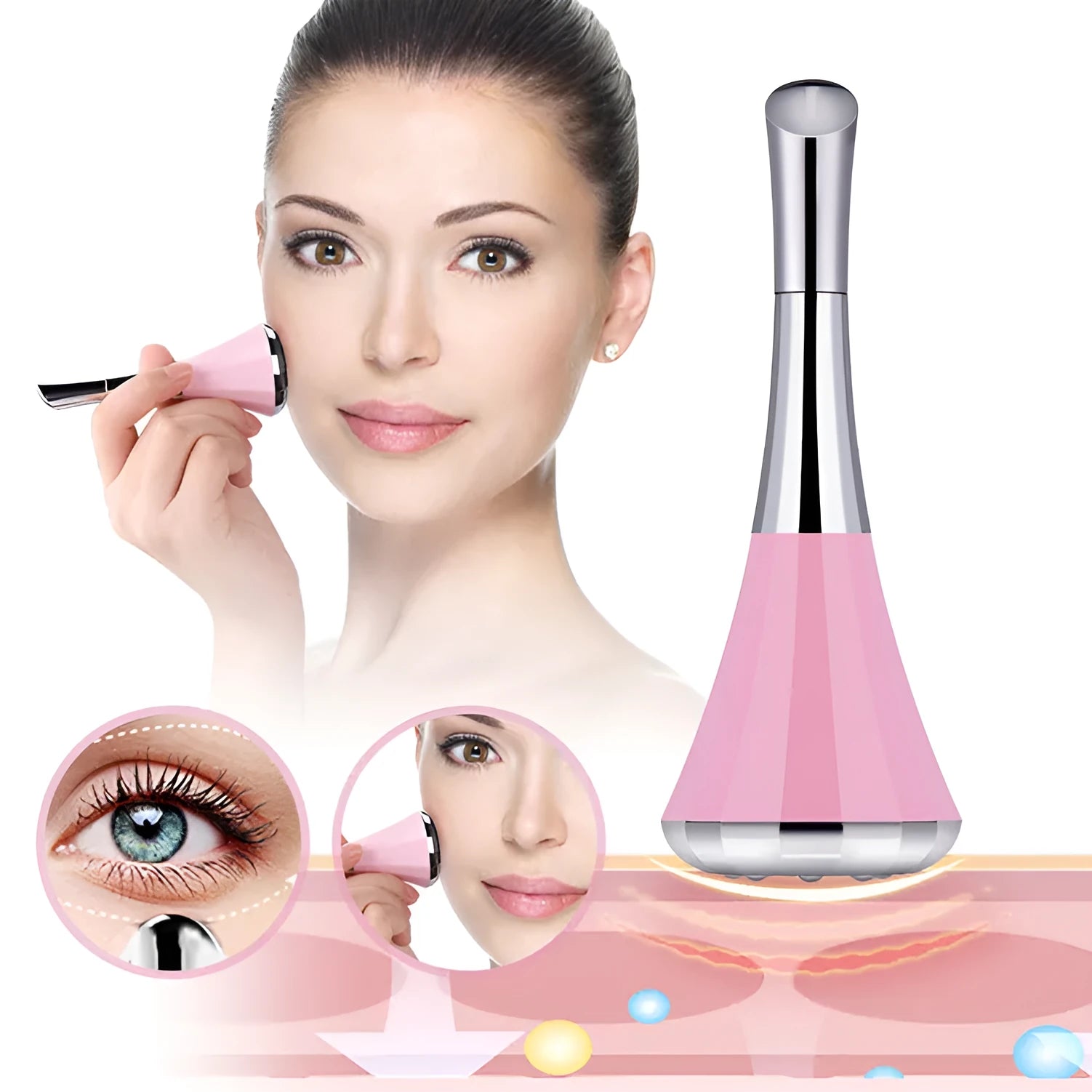 Small gyroscope facial beauty instrument in white with ABS body and CR2032 battery
