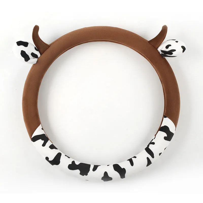 Plush car steering wheel cover in black or coffee brown colour with soft texture