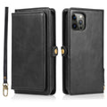Flip card wallet phone case with magnetic suction for iPhone 13 14 15 16 series in 258 Black
