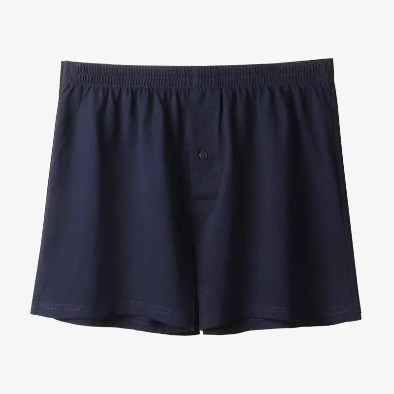 Men's pure cotton boxer underwear in light grey colour showing high waist and loose shorts design