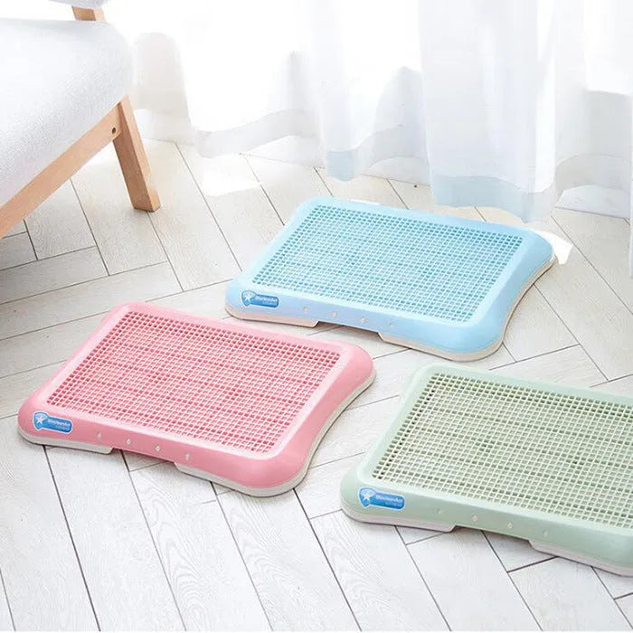 PET dog toilet tray in pink, 47x34x5 cm PP plastic with antibacterial material for indoor puppy training