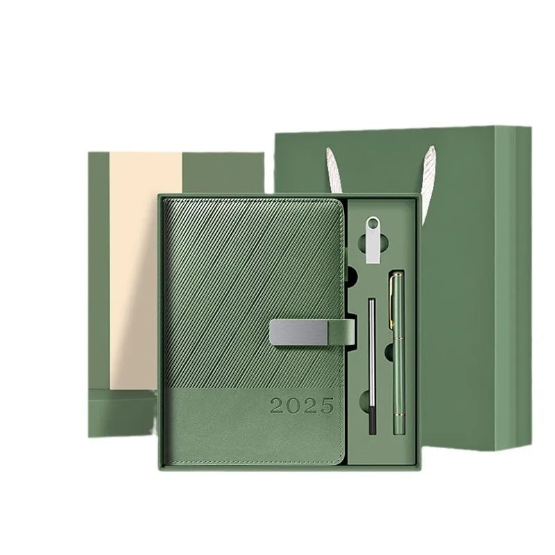 PU leather business notepad with 204 pages of 80g paper in eight colour options