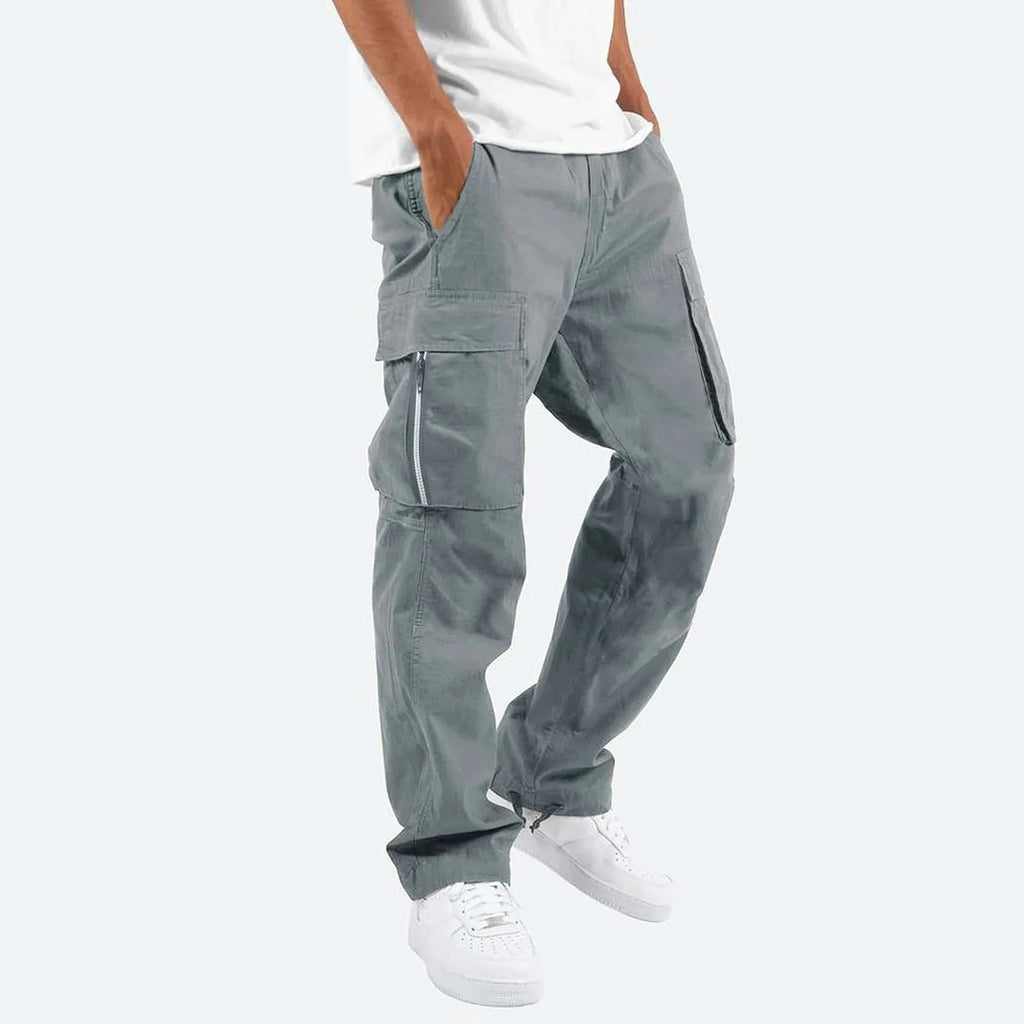 Men's cotton blend overalls in army green with drawstring waist and mid-rise fit