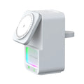 White and black Bluetooth speaker wireless charging station with 23W fast charging capability