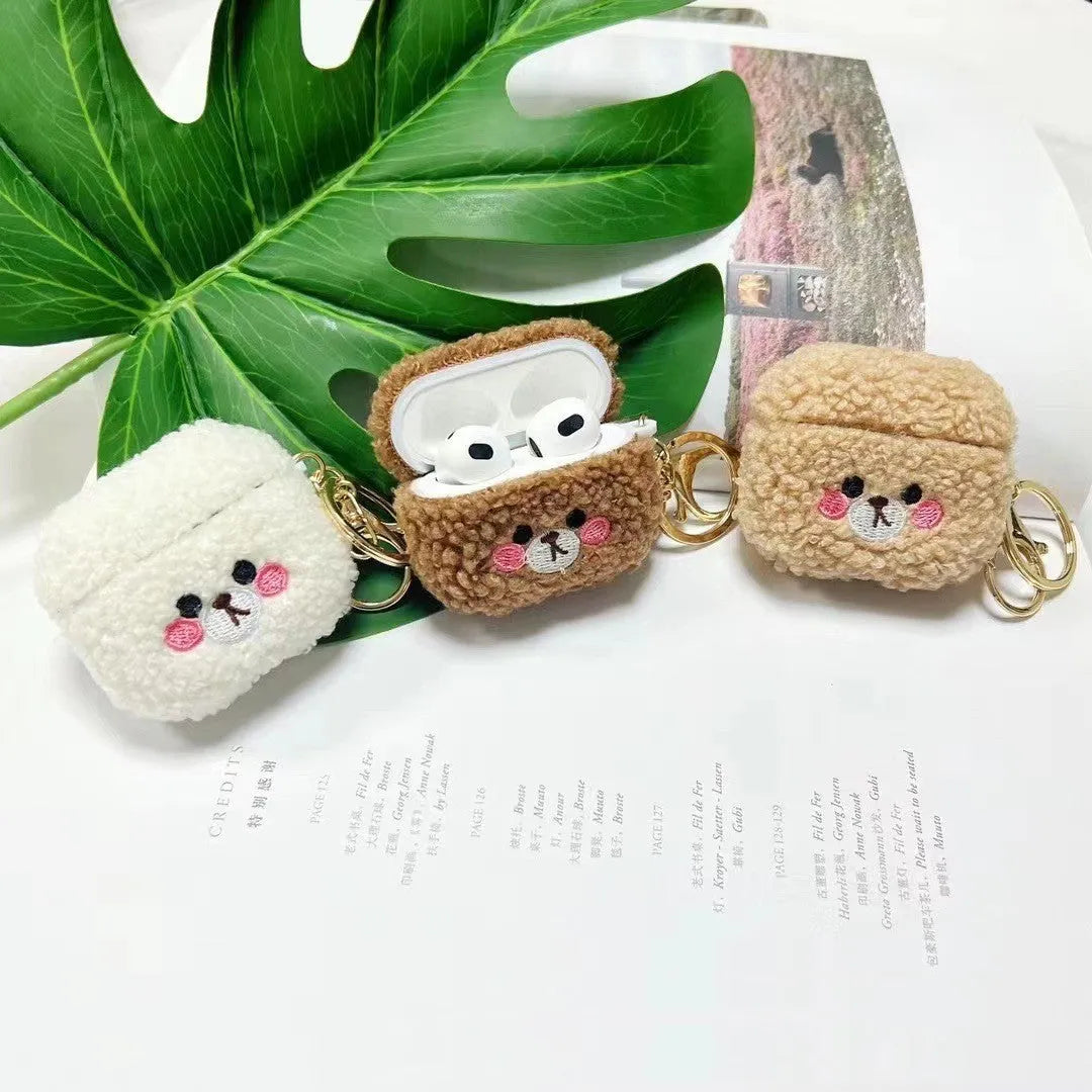 White TPU plush earphone cover for Airpods Pro 2 charging case, all-inclusive design