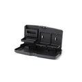 Black car steering wheel laptop tray with foldable cup holder on a 42cm by 28cm surface.