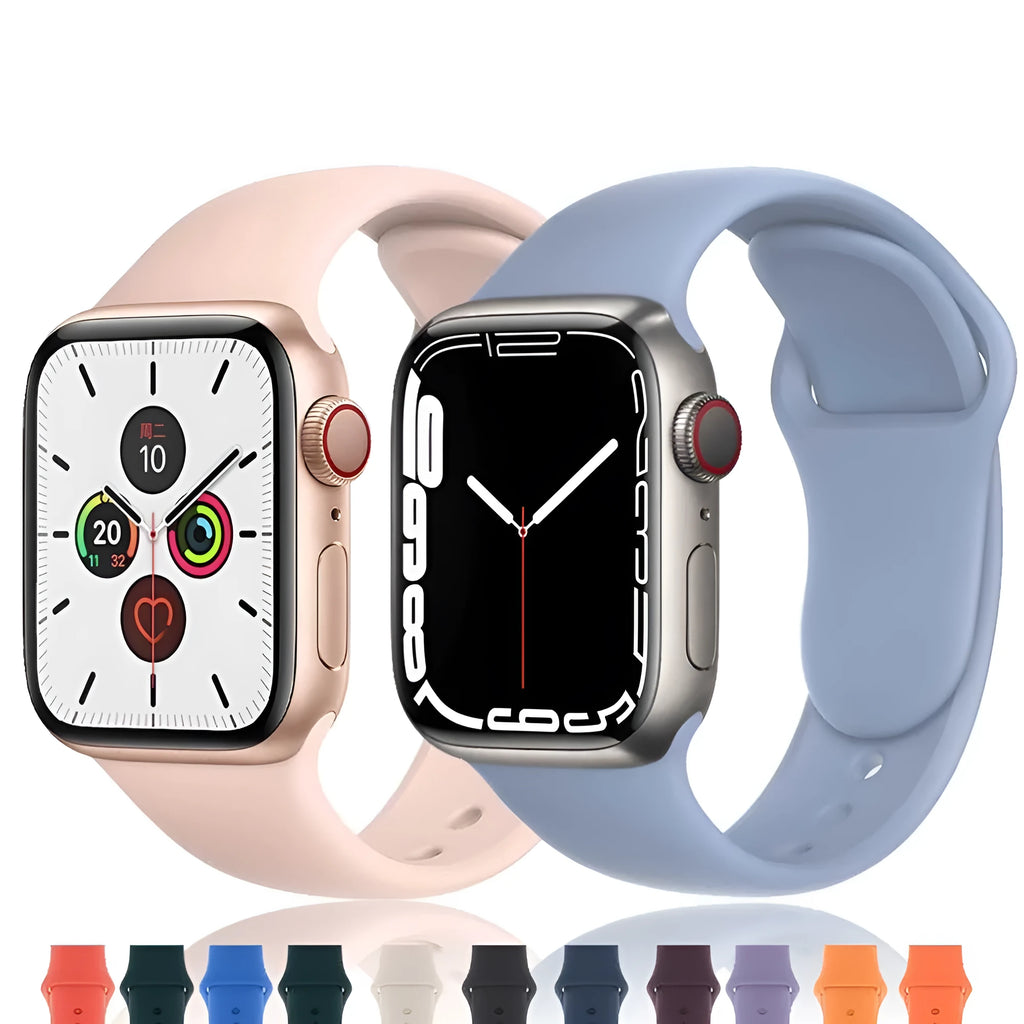 Silicone watch strap in black for Apple Watch 42mm with metal buckle