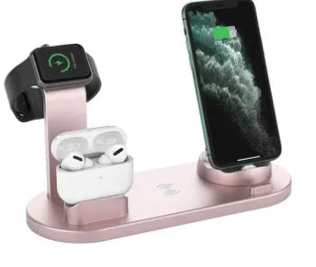 4 in 1 wireless charging stand in black with USB interface and indication function for iPhone