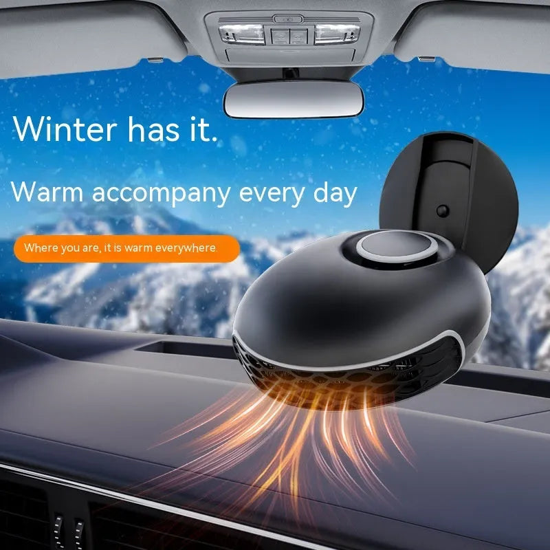 Black YF-180 model portable car warm air blower heater with long power cable for defrosting.