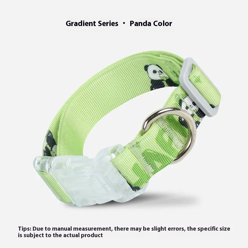 Adjustable dog collar with gradient colour cartoon pattern in Panda Green and gradient colour options