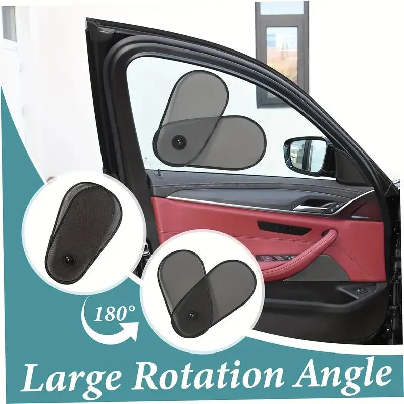 Black adjustable car side window sunshade with suction cups for baby sun protection