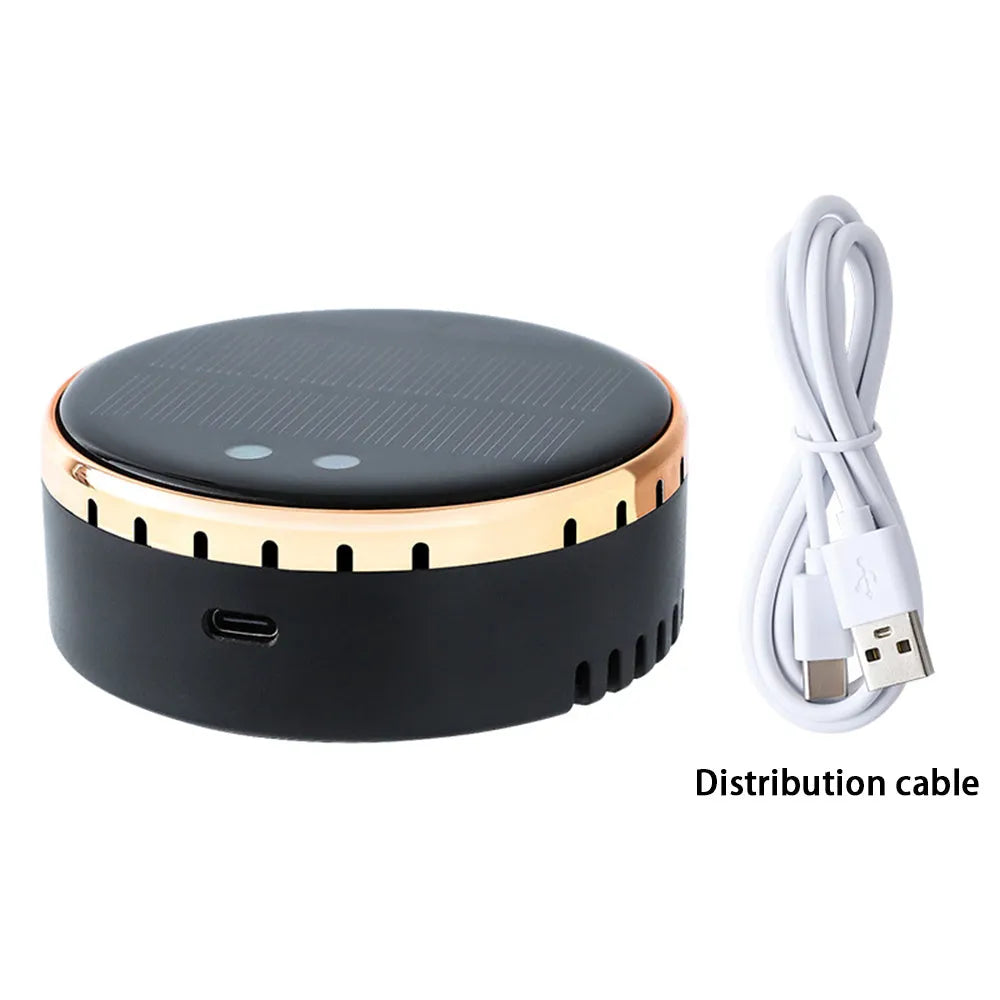 Car-mounted solar air humidifier in black colour installed on dashboard vent