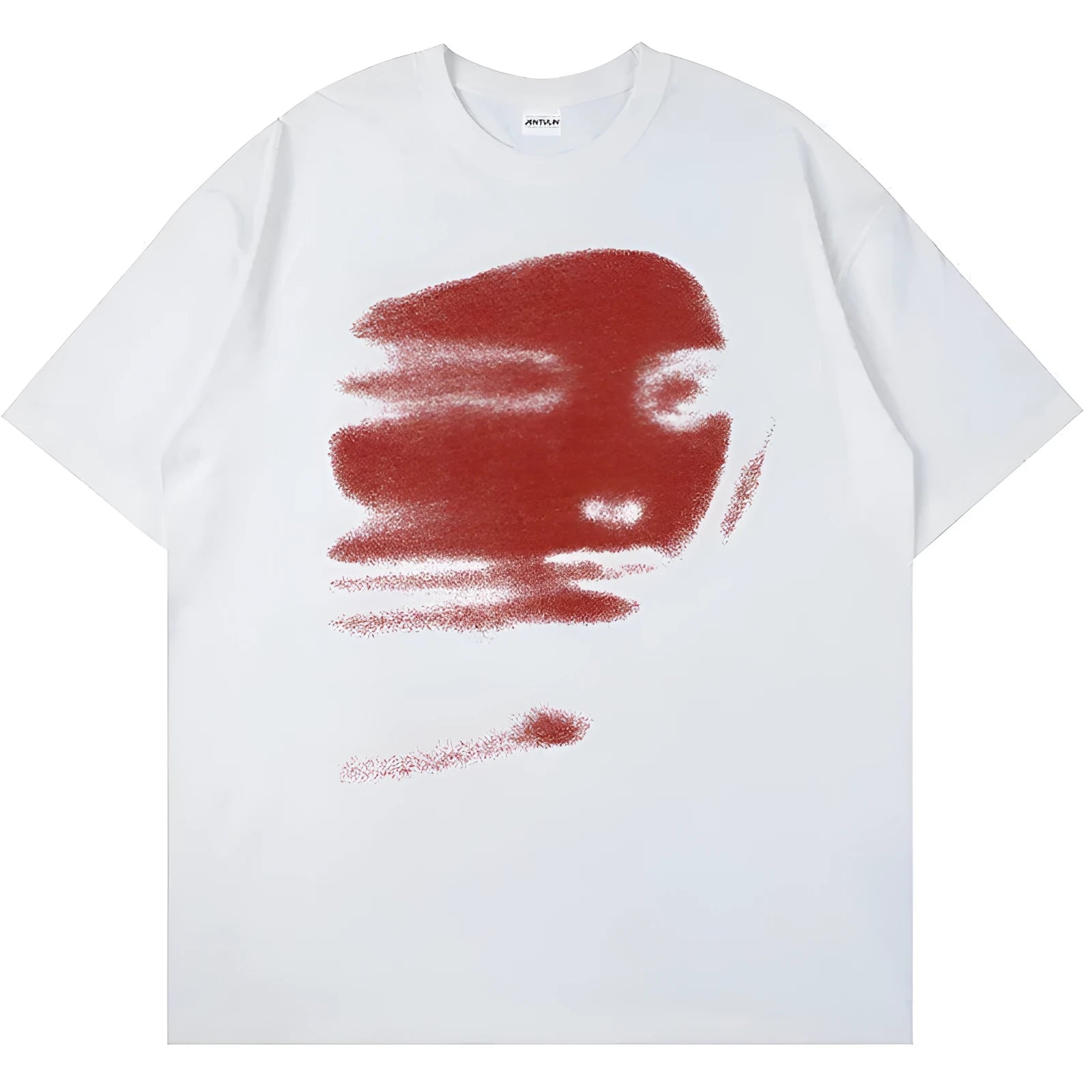 White cotton short sleeve t-shirt with a round neckline, shown in a loose straight fit.