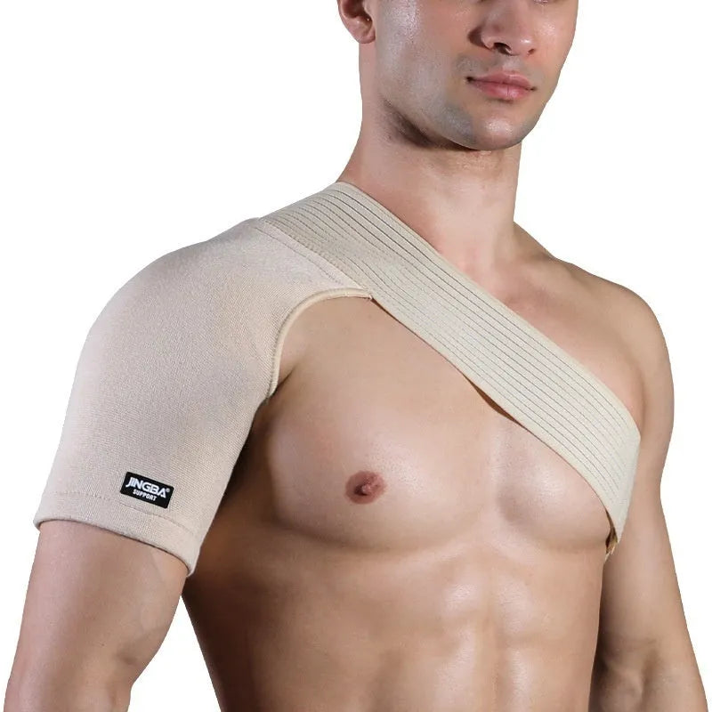 Adjustable one-shoulder pressure breathable sports protective gear in skin colour for basketball and weightlifting