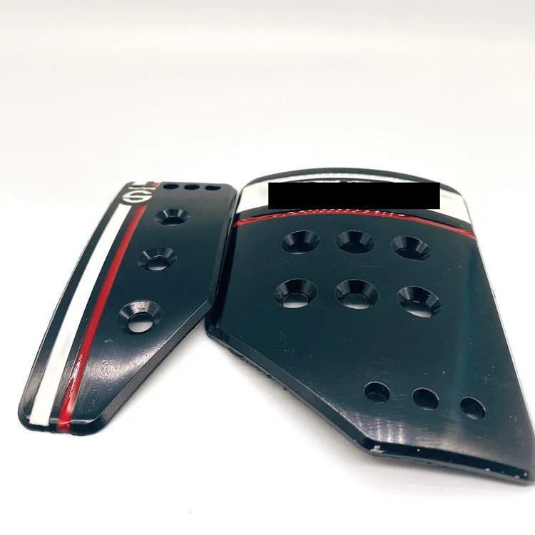 Aluminium alloy manual transmission car pedal set showing brake, accelerator and clutch pedals
