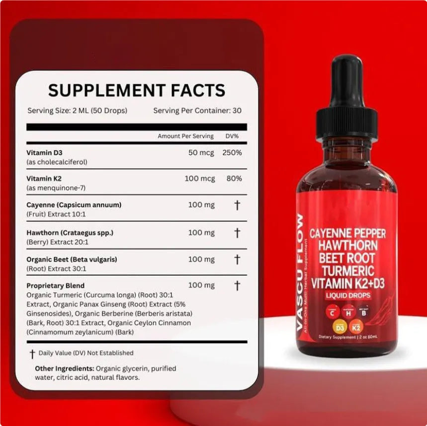 60ml bottle of vitamin D3 with K2 and hawthorn fruit liquid supplement drops with dropper