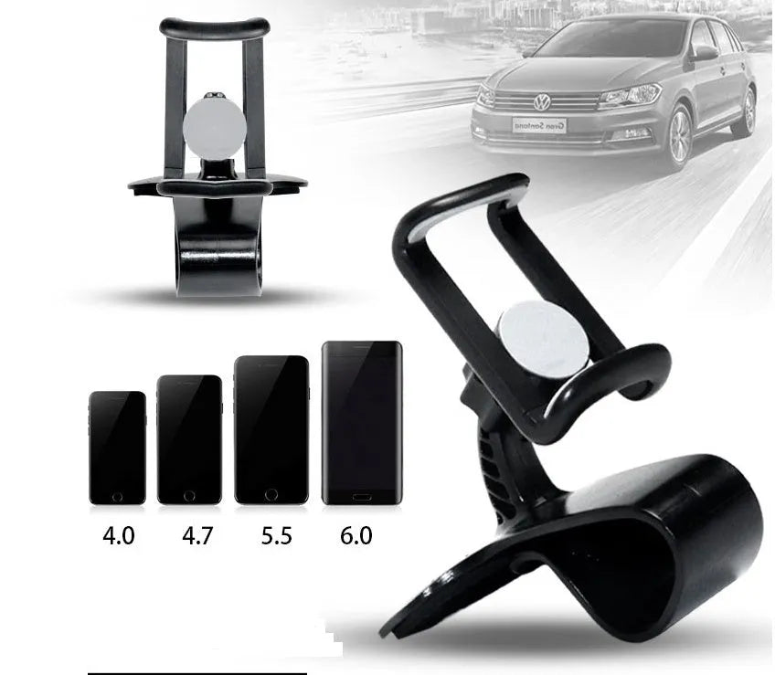 Rotating phone holder with 360-degree rotation and adjustable tilt, black colour