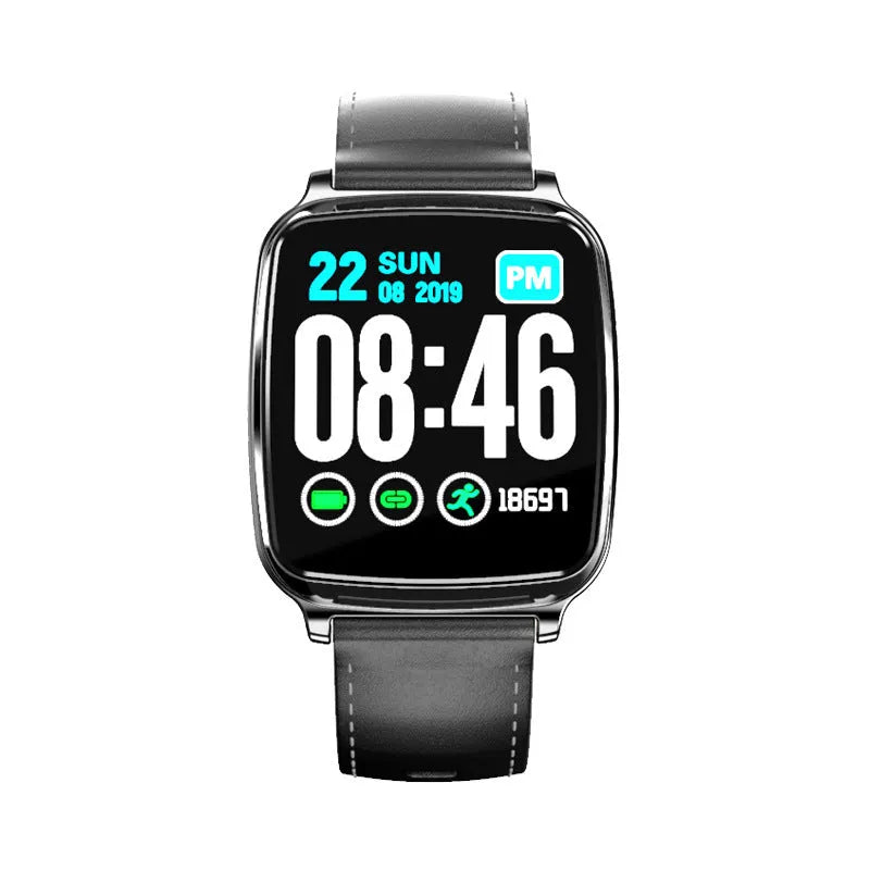 M8 smart bracelet with black TPU strap and zinc alloy body showing full touch screen display