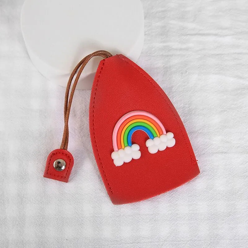 Cartoon design pull-out key case for car keys in PU leather.