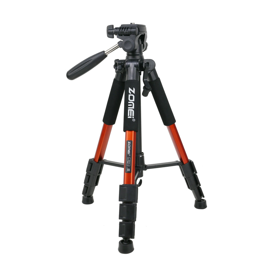 Zomei Z666 4-section aluminium tripod extended to 1400mm with 3D pan tilt head in black colour