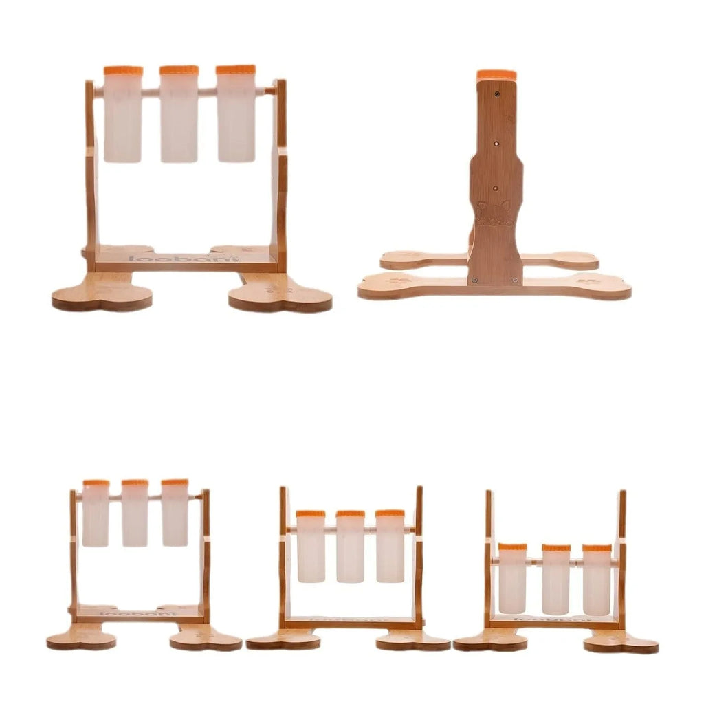 Wooden dog puzzle feeder toy 31x30x20cm for interactive feeding and mental stimulation