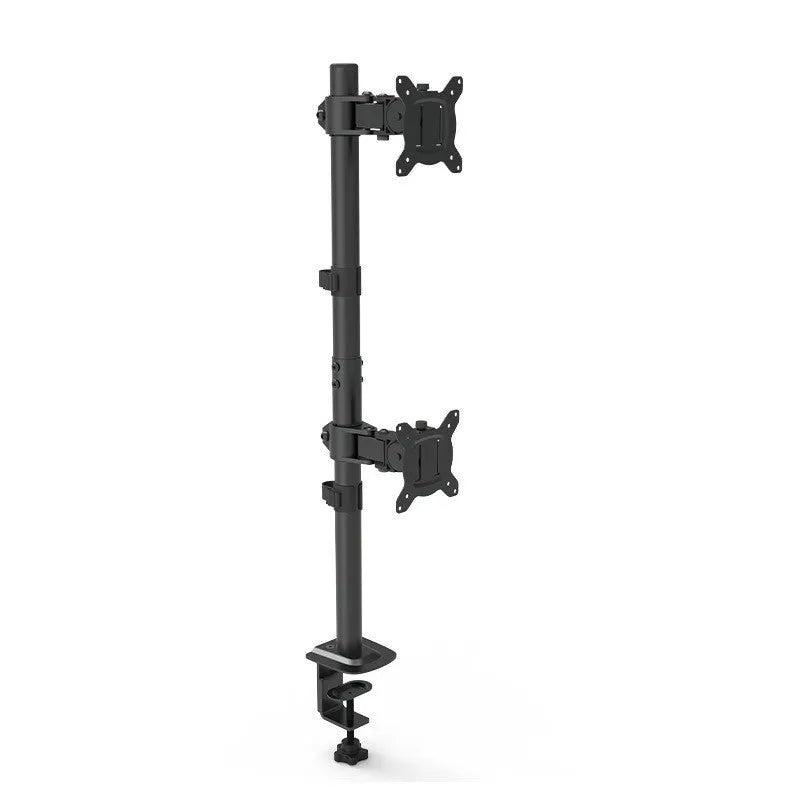 Silver metal lifting and rotating VESA monitor bracket for 13 to 32 inch screens.