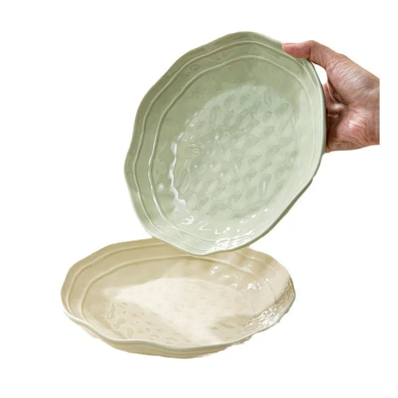 Solid colour ceramic tableware set with seven pieces in modern Japanese style