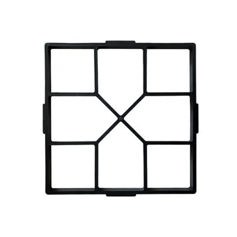 Plastic paving mould for DIY concrete garden path stones, available in 40x40cm to 50x50cm sizes, with style options A B C
