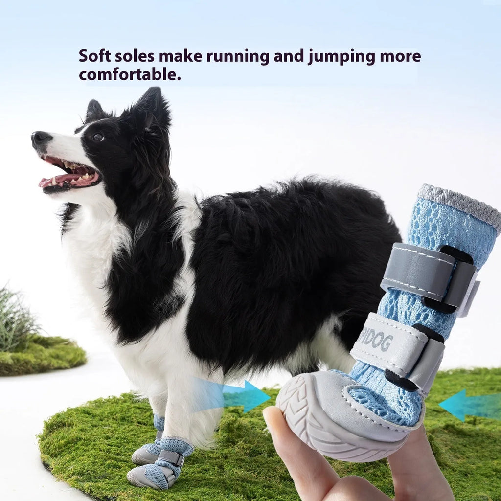 Summer breathable anti-scald dog shoes in Bondi blue colour for paw protection