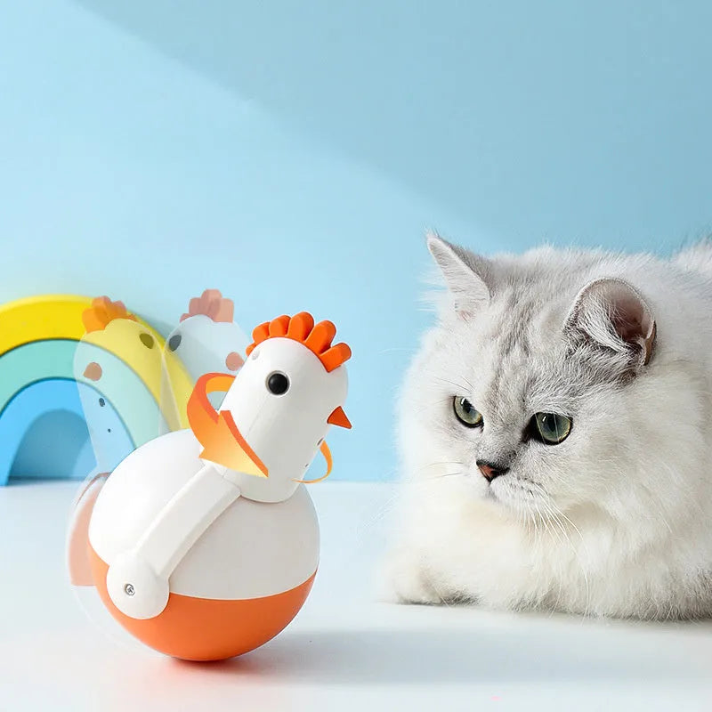 Electric cat toy chicken with laser feature and infrared sensor for automatic play activation