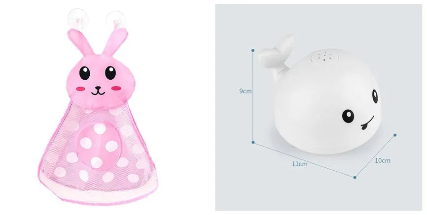 Automatic water induction whale bath toy spraying water with colourful LED lights
