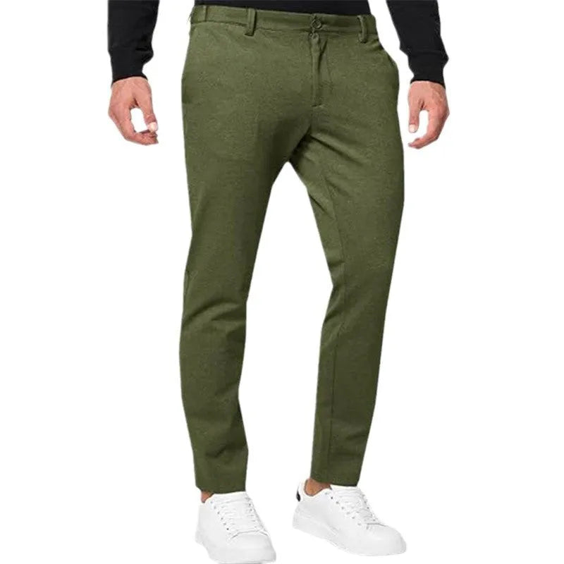 Men's slim-fit tapered chino trousers in dark grey high elasticity fabric