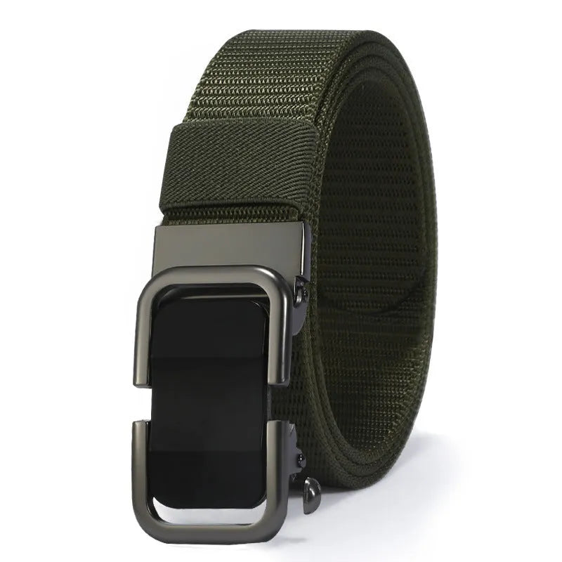 Men's nylon canvas belt with an alloy buckle in an Army Green colour variant.